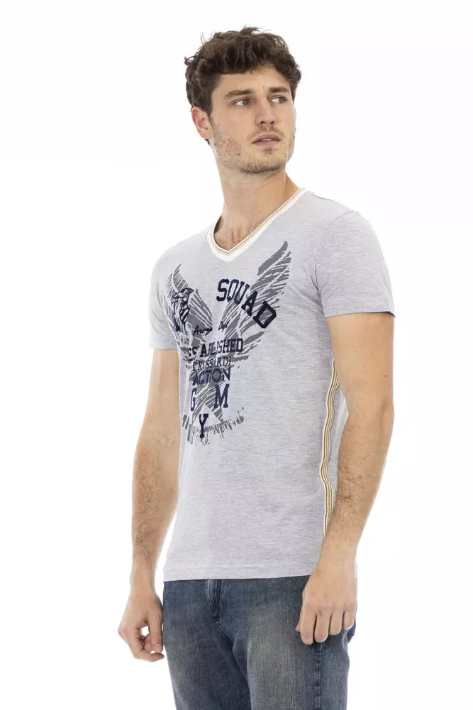 Camiseta de algodón gris Trussardi Action para hombre