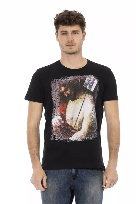 Camiseta de algodón negra para hombre Trussardi Action