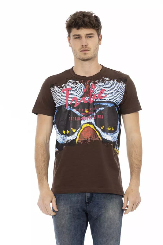 Camiseta de algodón marrón Trussardi Action para hombre