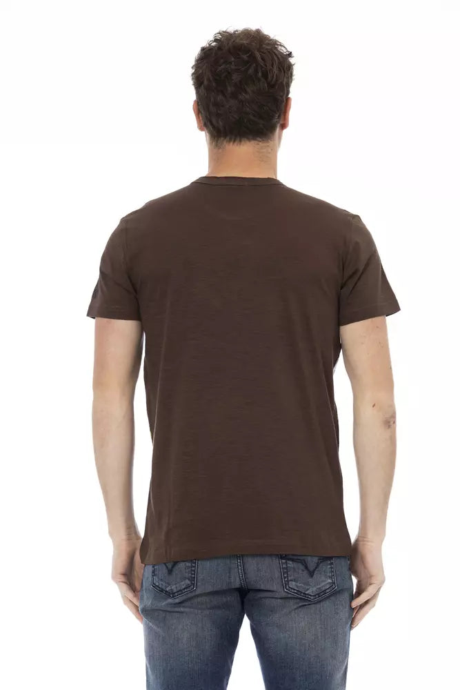 Camiseta de algodón marrón Trussardi Action para hombre