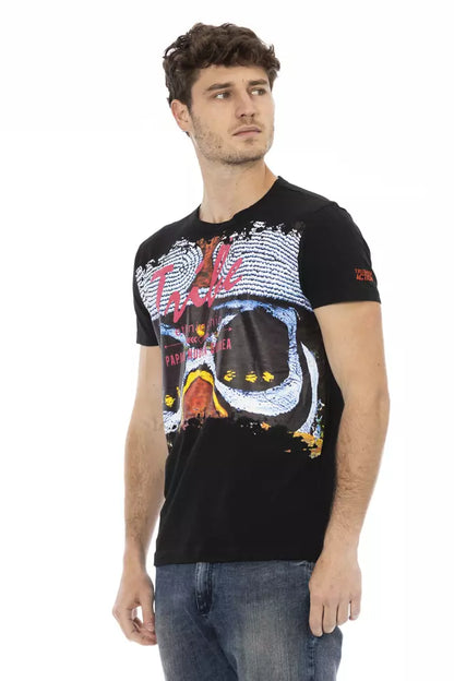 Camiseta de algodón negra para hombre Trussardi Action