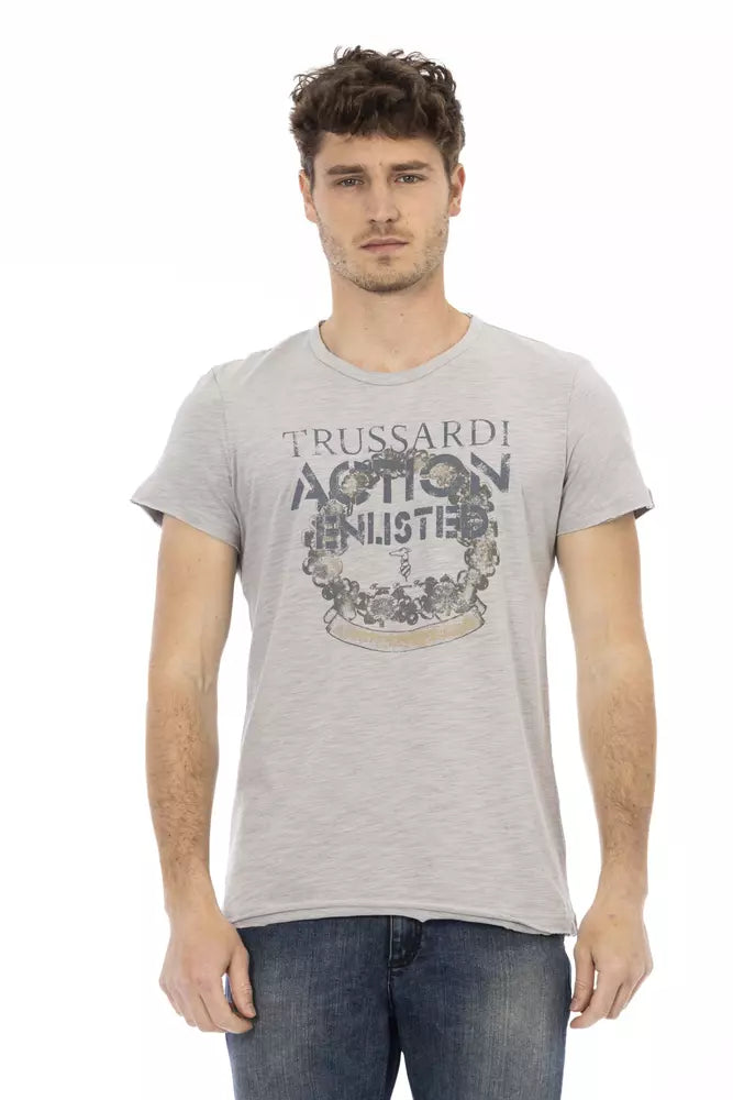 Camiseta de algodón gris Trussardi Action para hombre