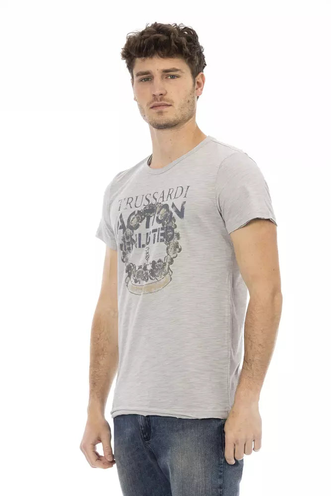 Camiseta de algodón gris Trussardi Action para hombre