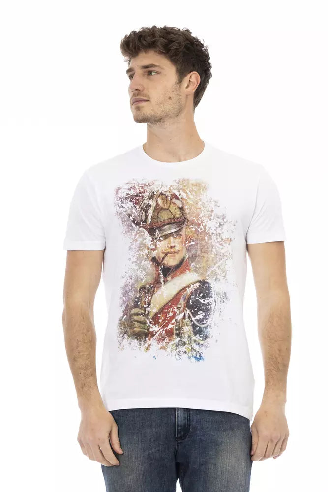 Trussardi Action T-shirt i vit bomullsblandning med grafisk framsida