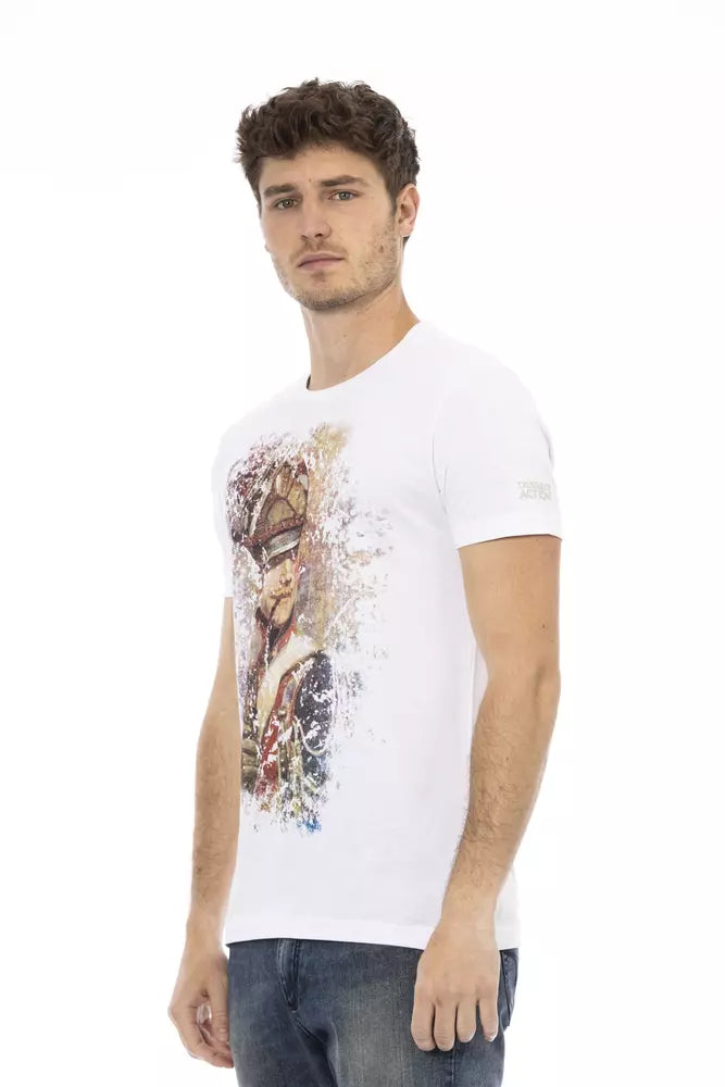 Trussardi Action T-shirt i vit bomullsblandning med grafisk framsida