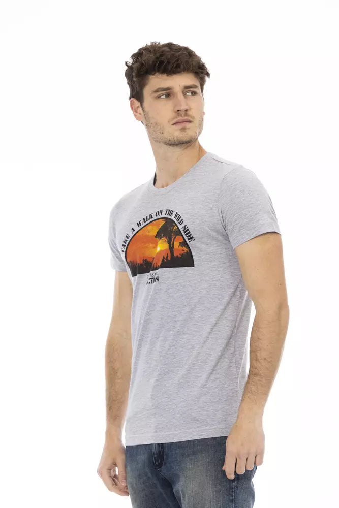 Camiseta de algodón gris Trussardi Action para hombre