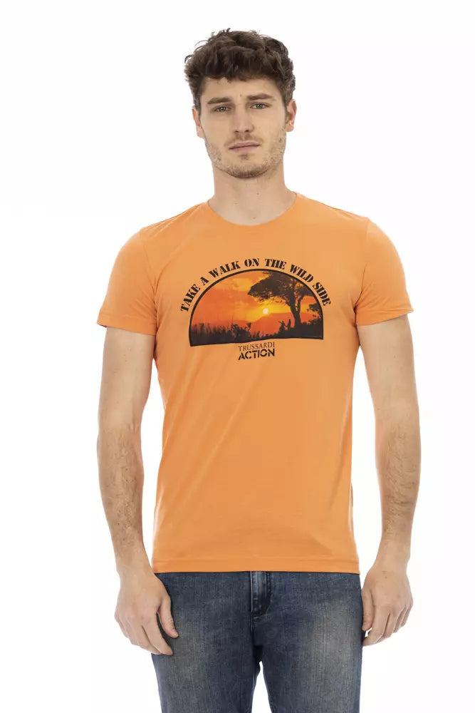 Trussardi Action Orange Cotton Men T-Shirt