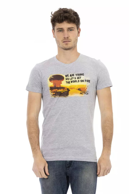 Camiseta de algodón gris Trussardi Action para hombre