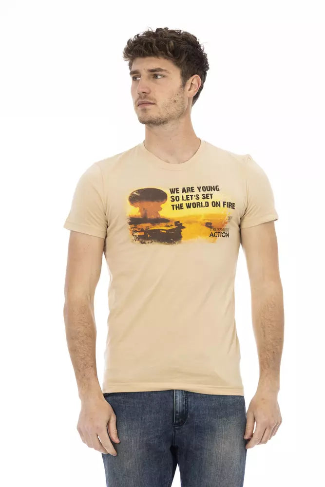 Camiseta de algodón beige para hombre Trussardi Action