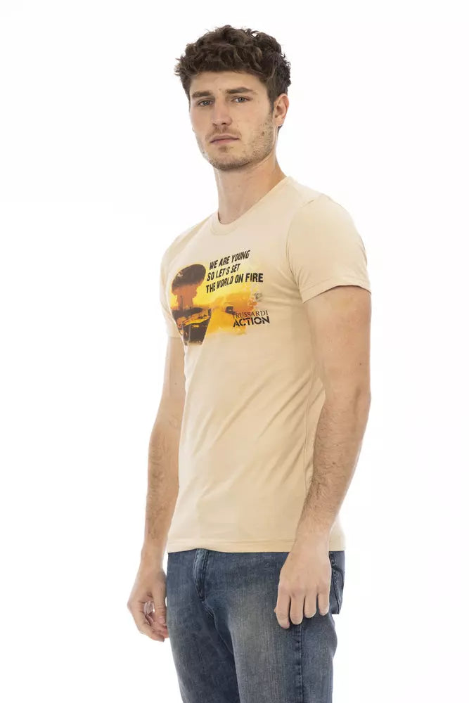 Camiseta de algodón beige para hombre Trussardi Action