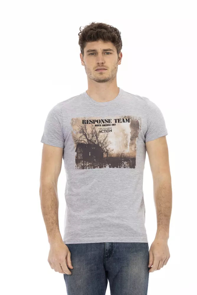 Trussardi Action Gray Cotton Men T-Shirt