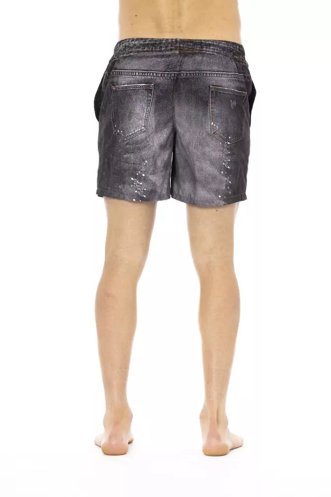 Just Cavalli svart polyester simshorts för män