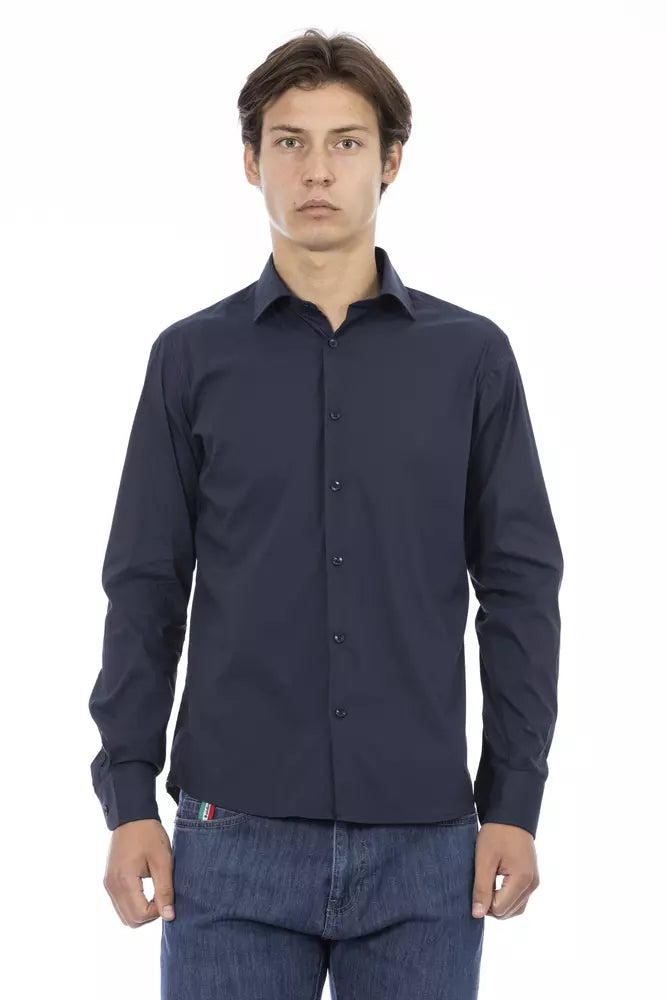 Baldinini Trend Blue Cotton Herrskjorta