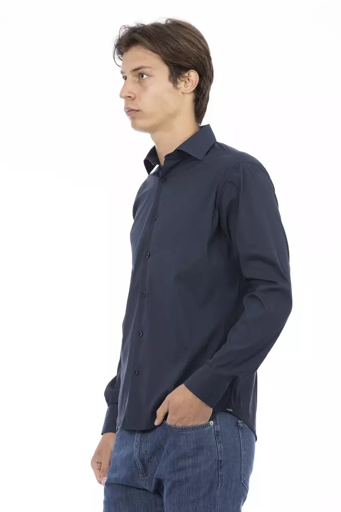 Baldinini Trend Blue Cotton Herrskjorta