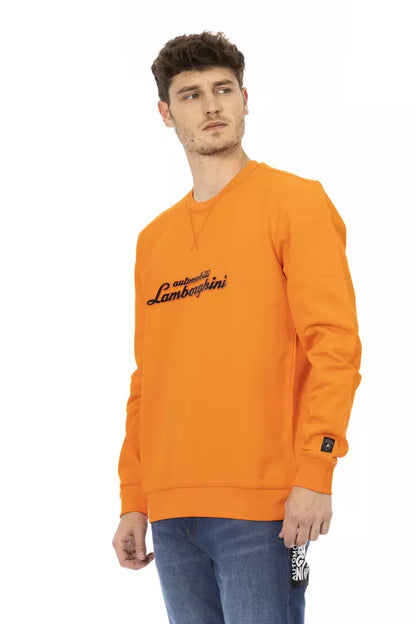 Automobili Lamborghini Orange Cotton Men Sweater