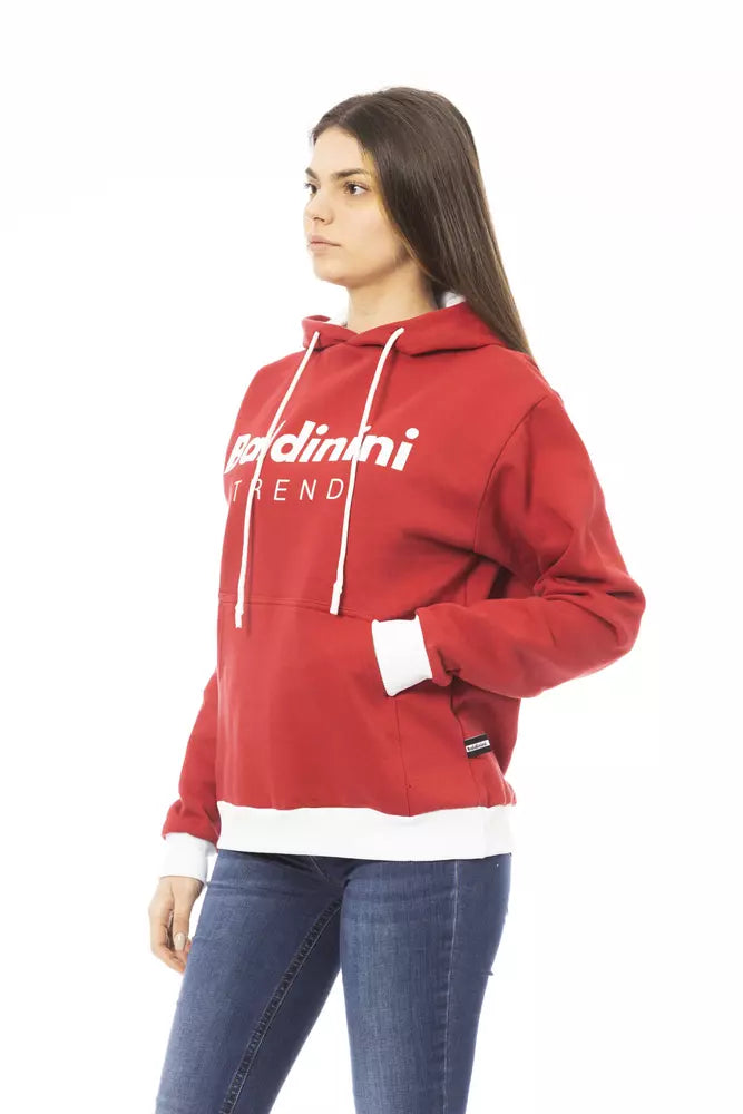 Sudadera con capucha de algodón roja Baldinini Trend para mujer