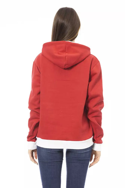 Sudadera con capucha de algodón roja Baldinini Trend para mujer