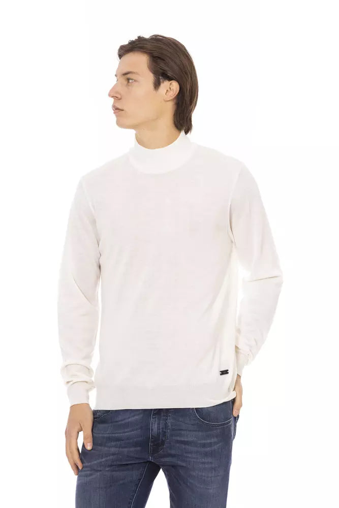 Suéter de cuello alto para hombre de tejido blanco Baldinini Trend