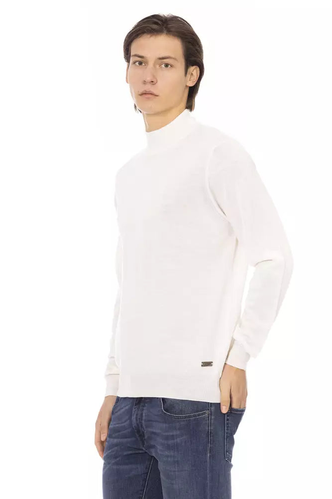 Suéter de cuello alto para hombre de tejido blanco Baldinini Trend