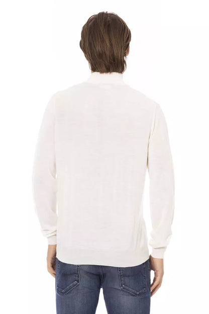 Suéter de cuello alto para hombre de tejido blanco Baldinini Trend