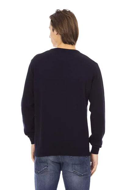 Baldinini Trend Blue Wool Men Sweater