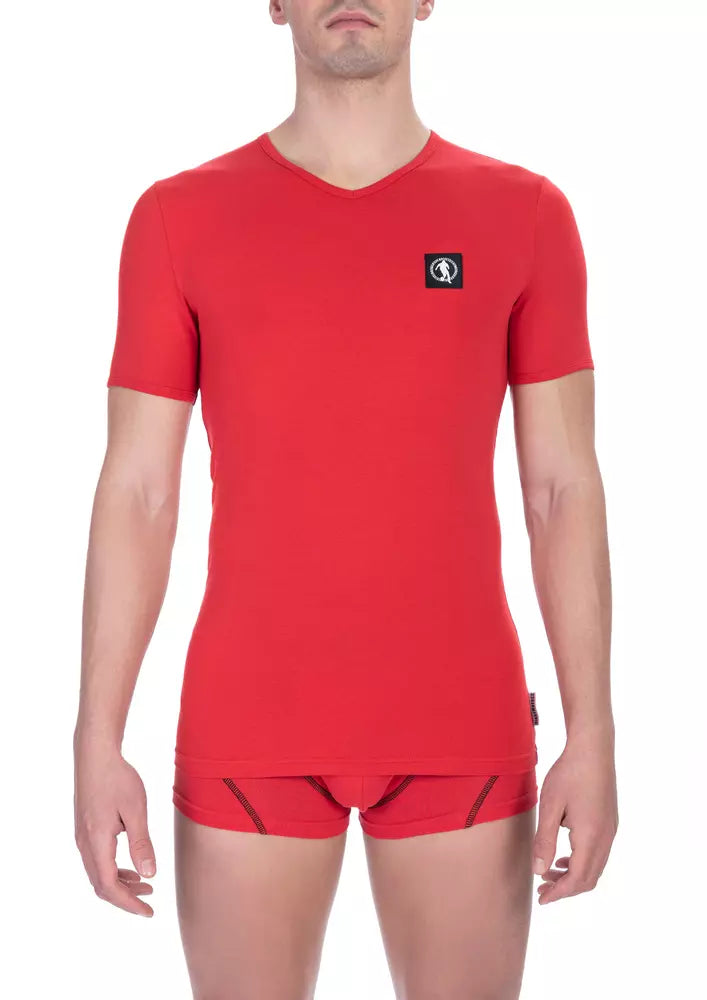 Camiseta de algodón roja Bikkembergs para hombre