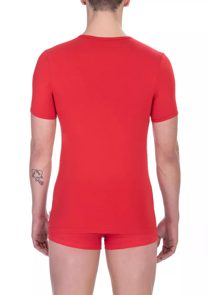 Camiseta de algodón roja Bikkembergs para hombre