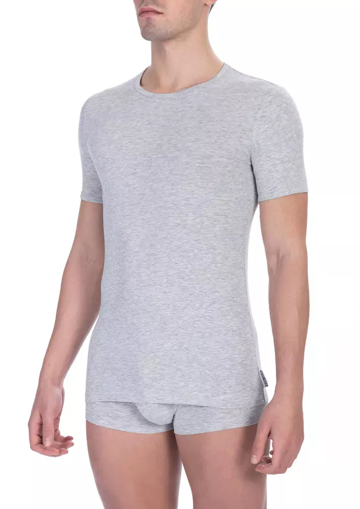 Camiseta de algodón gris Bikkembergs para hombre