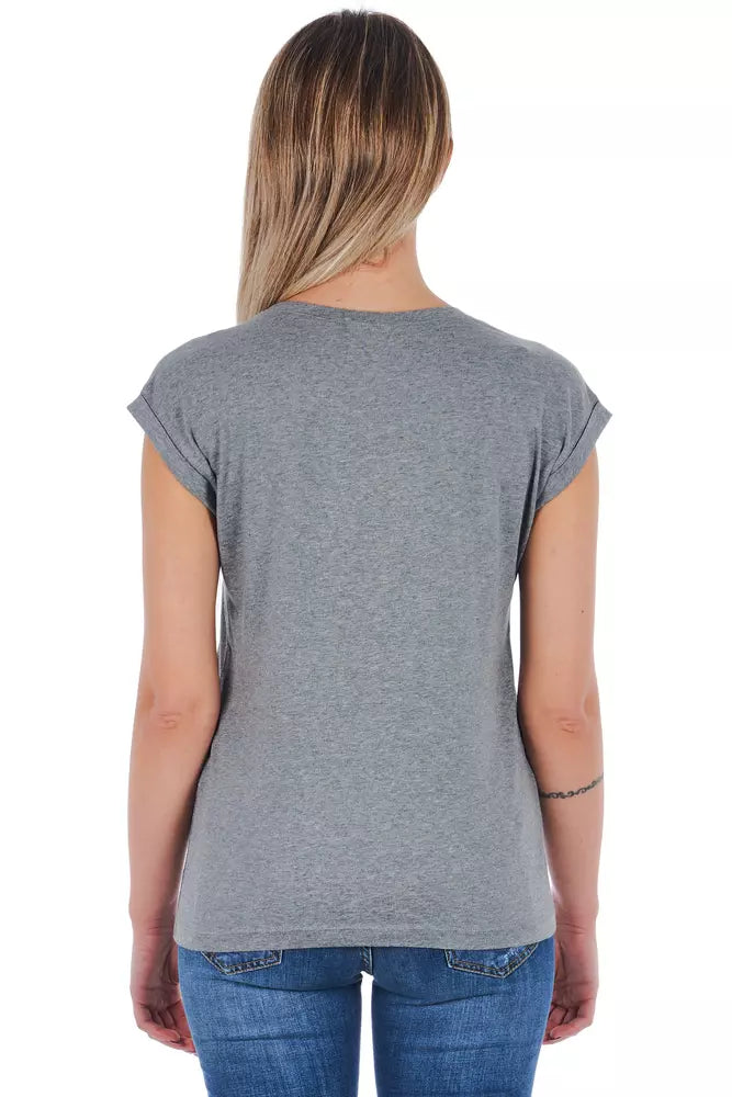 Camiseta de algodón gris para mujer de Frankie Morello