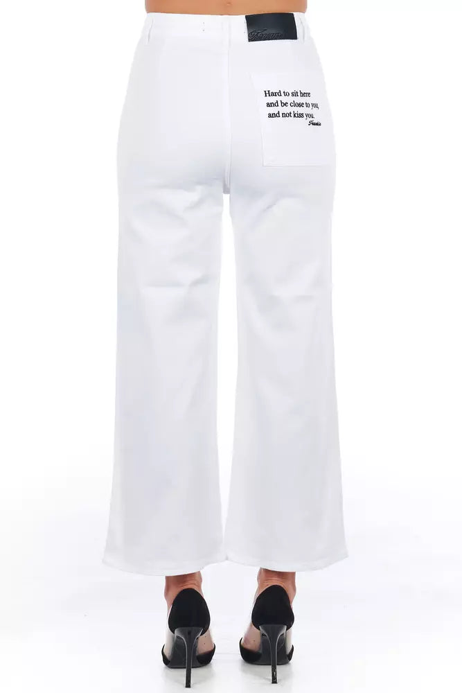 Frankie Morello White Cotton Women Trouser