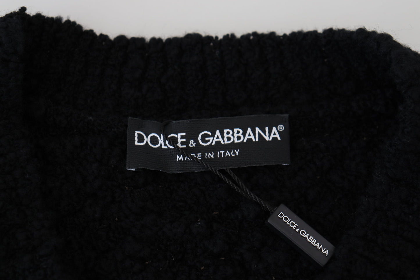 Dolce &amp; Gabbana elegant svart ullblandning tröja med V-ringad