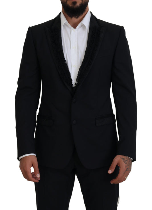 Dolce & Gabbana Elegant Black Silk-Lined Evening Blazer