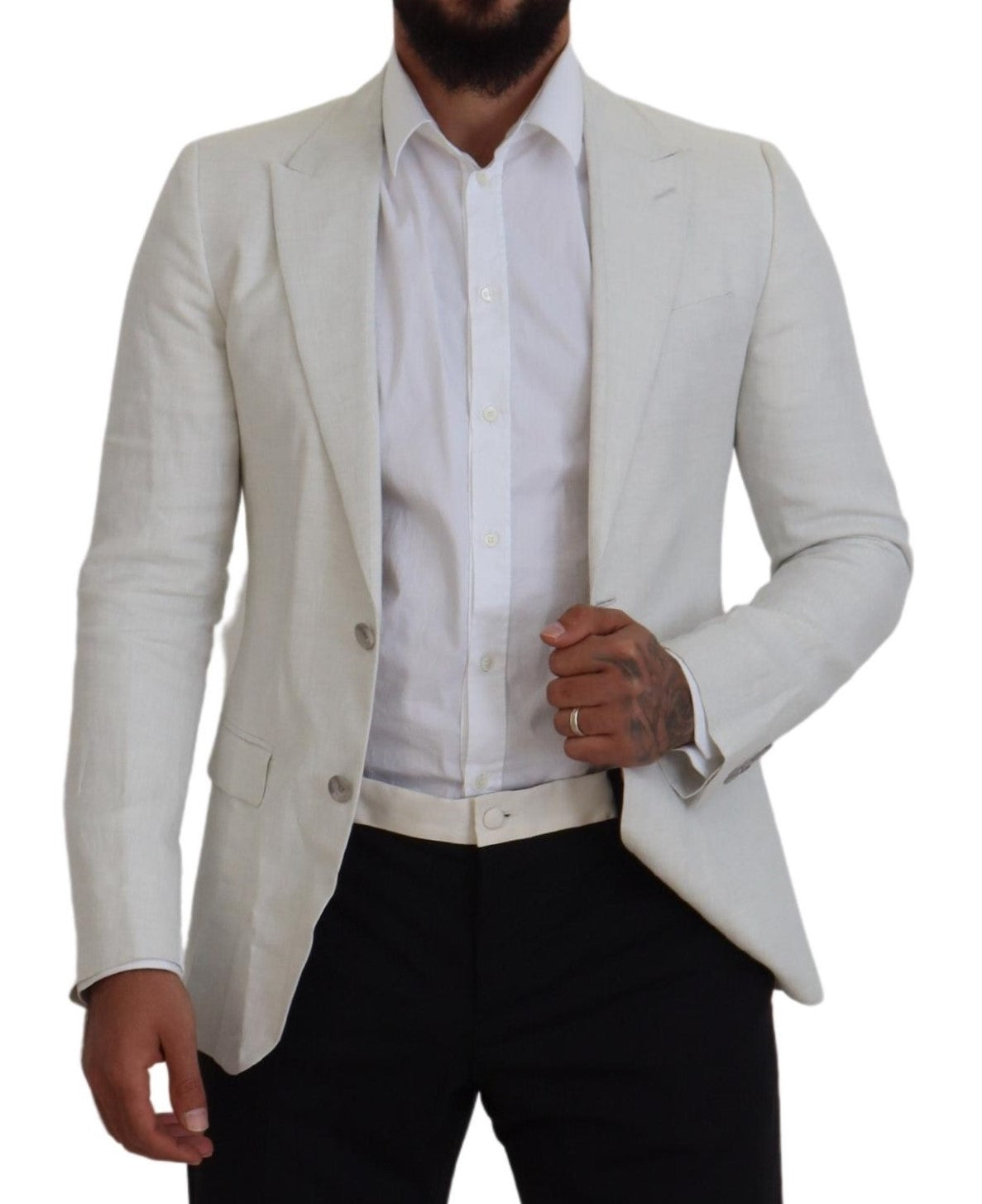 Blazer elegante Sicilia de botonadura sencilla en color blanco de Dolce &amp; Gabbana