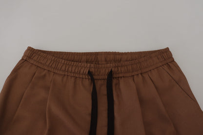 Dolce &amp; Gabbana Chic Brown Cashmere-Silk joggingbyxor