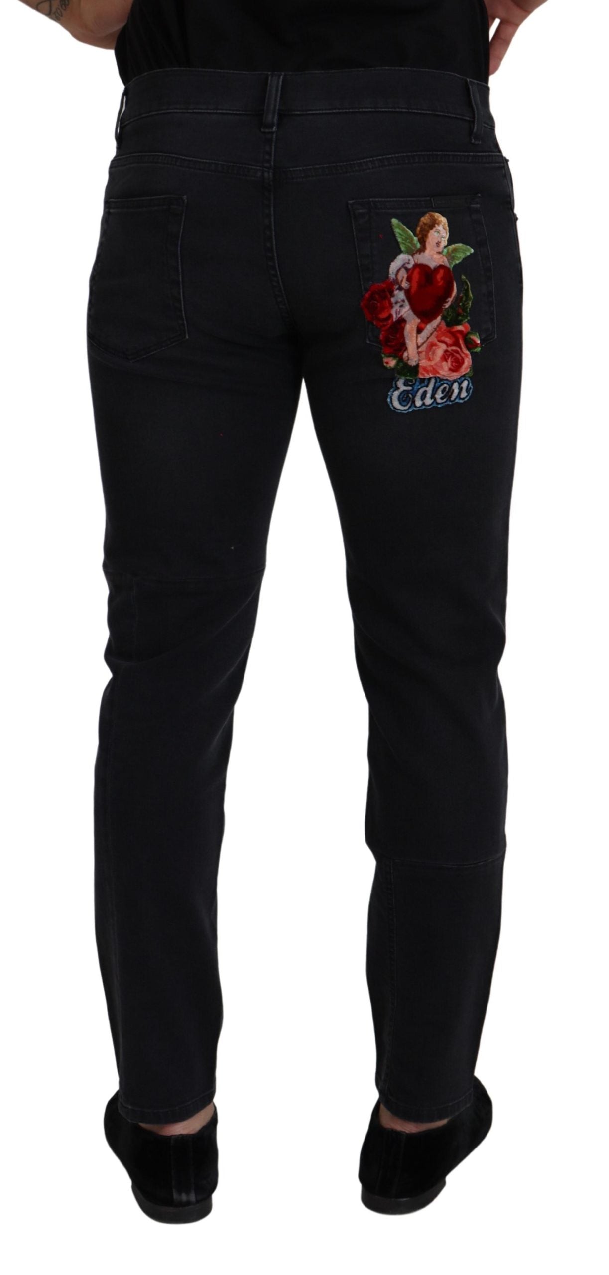 Dolce &amp; Gabbana elegant svart bomullsblandning jeansbyxor