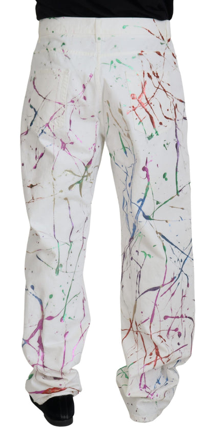 Dolce &amp; Gabbana Chic White Splash Print jeansbyxor