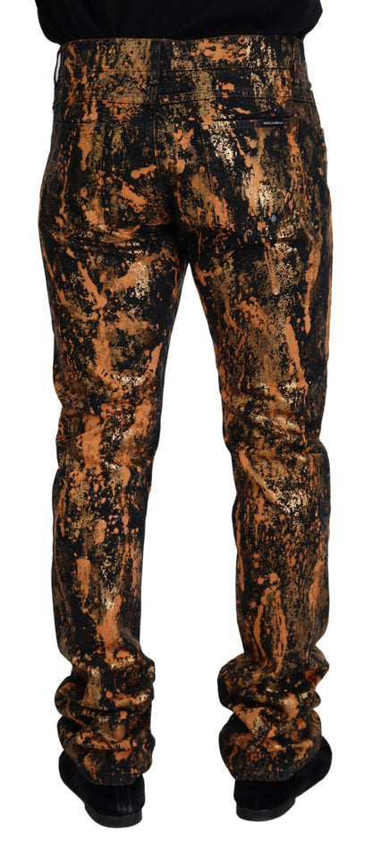 Dolce &amp; Gabbana Golden Ash Cotton Denim Byxor