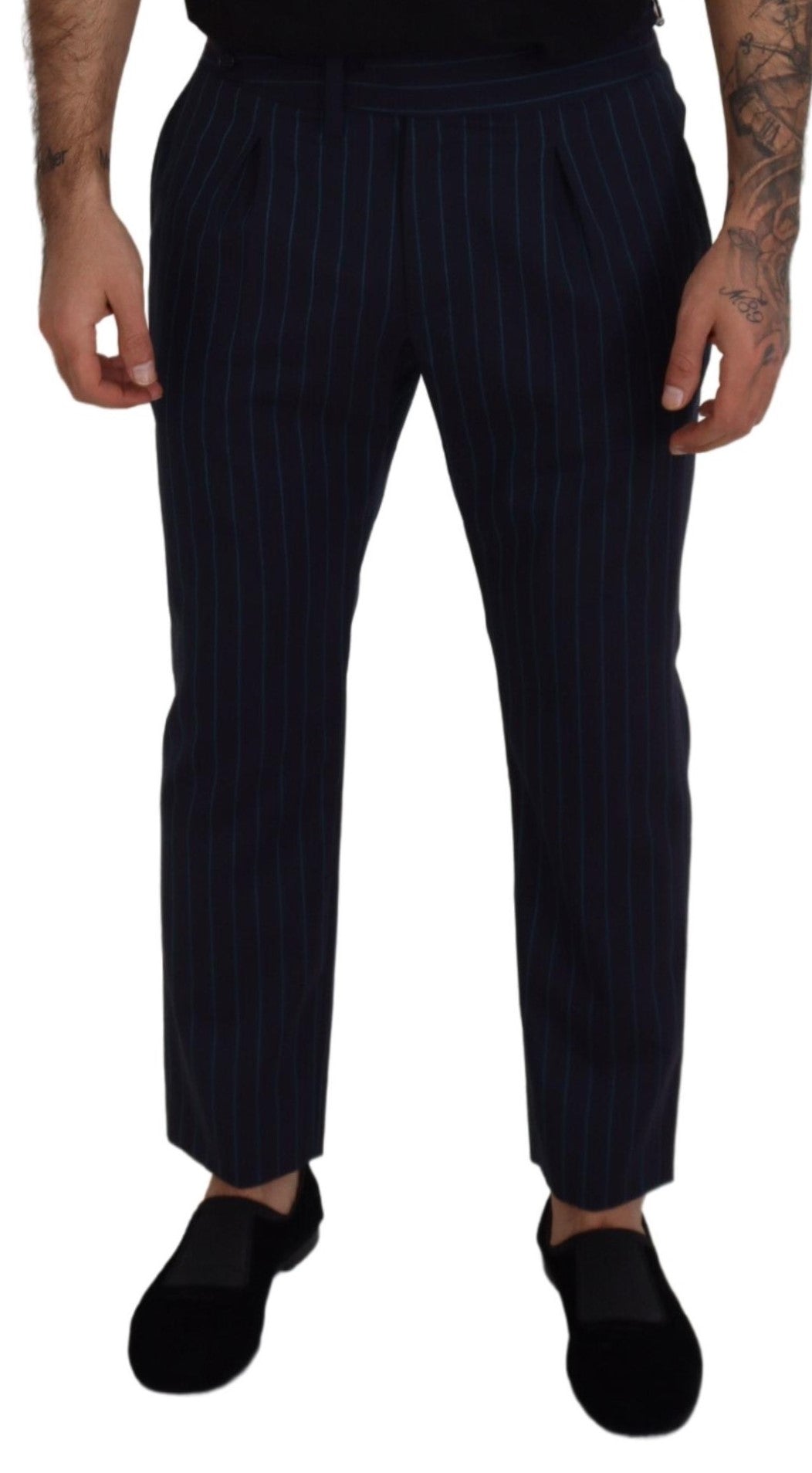 Dolce &amp; Gabbana Elegant Stripe Virgin Wool Byxa