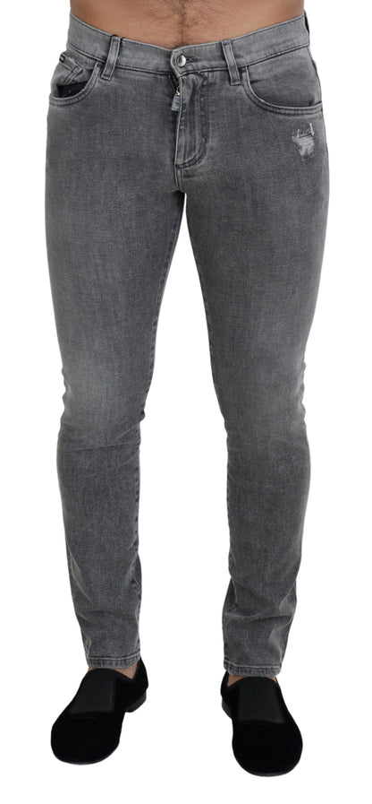 Dolce &amp; Gabbana Chic Grey Washed Denim Byxor