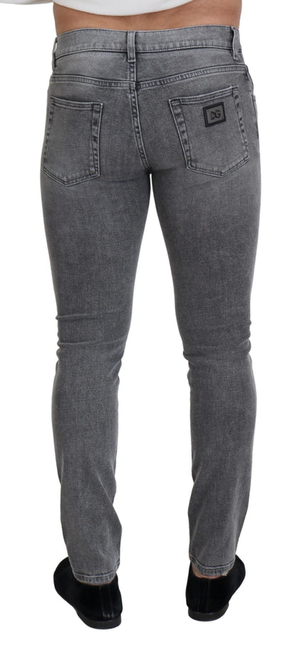 Dolce &amp; Gabbana Chic Grey Washed Denim Byxor