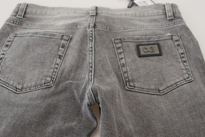 Dolce &amp; Gabbana Chic Grey Washed Denim Byxor