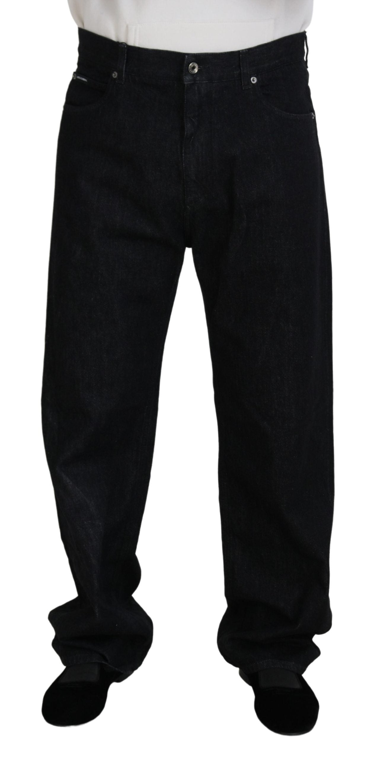 Dolce &amp; Gabbana Elegant Black Washed Denim Pants Luxe Bomull