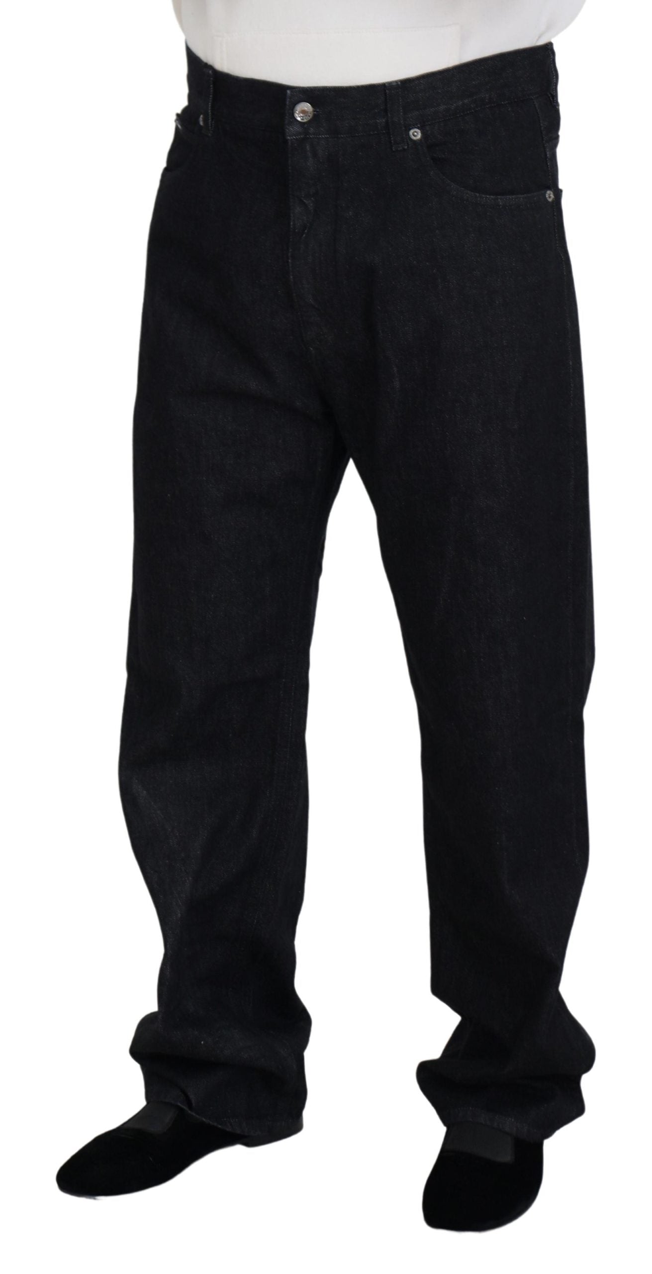 Dolce &amp; Gabbana Elegant Black Washed Denim Pants Luxe Bomull