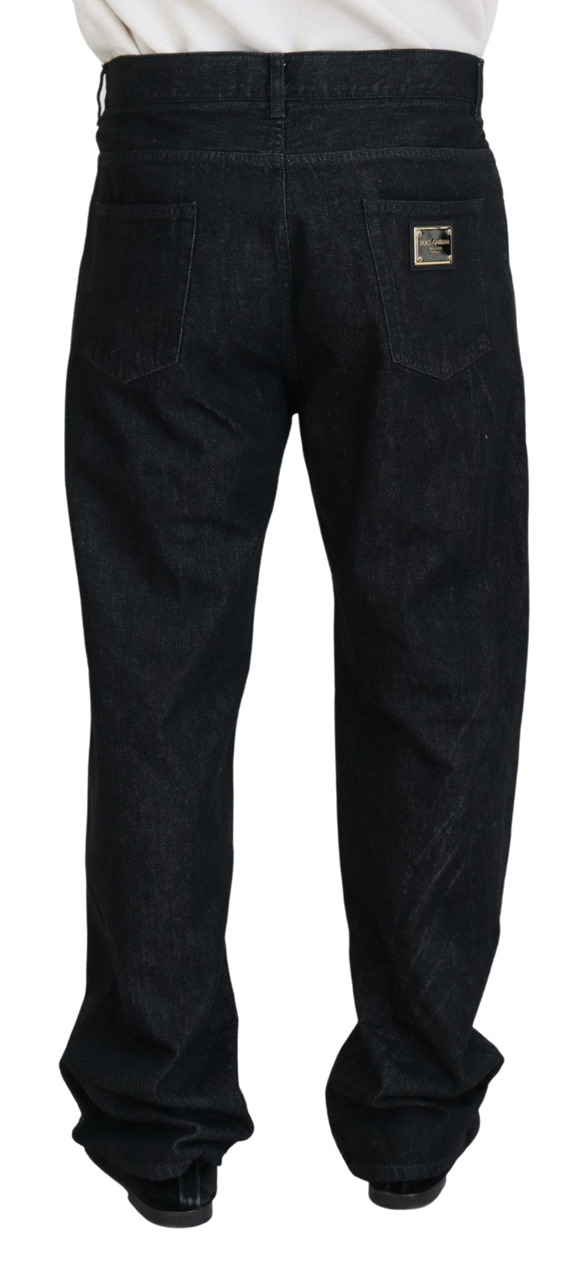 Dolce &amp; Gabbana Elegant Black Washed Denim Pants Luxe Bomull