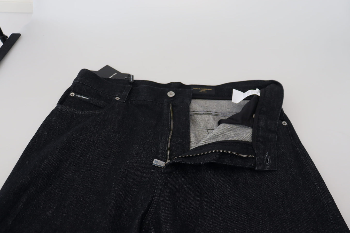 Dolce &amp; Gabbana Elegant Black Washed Denim Pants Luxe Bomull