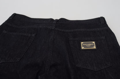 Dolce &amp; Gabbana Elegant Black Washed Denim Pants Luxe Bomull