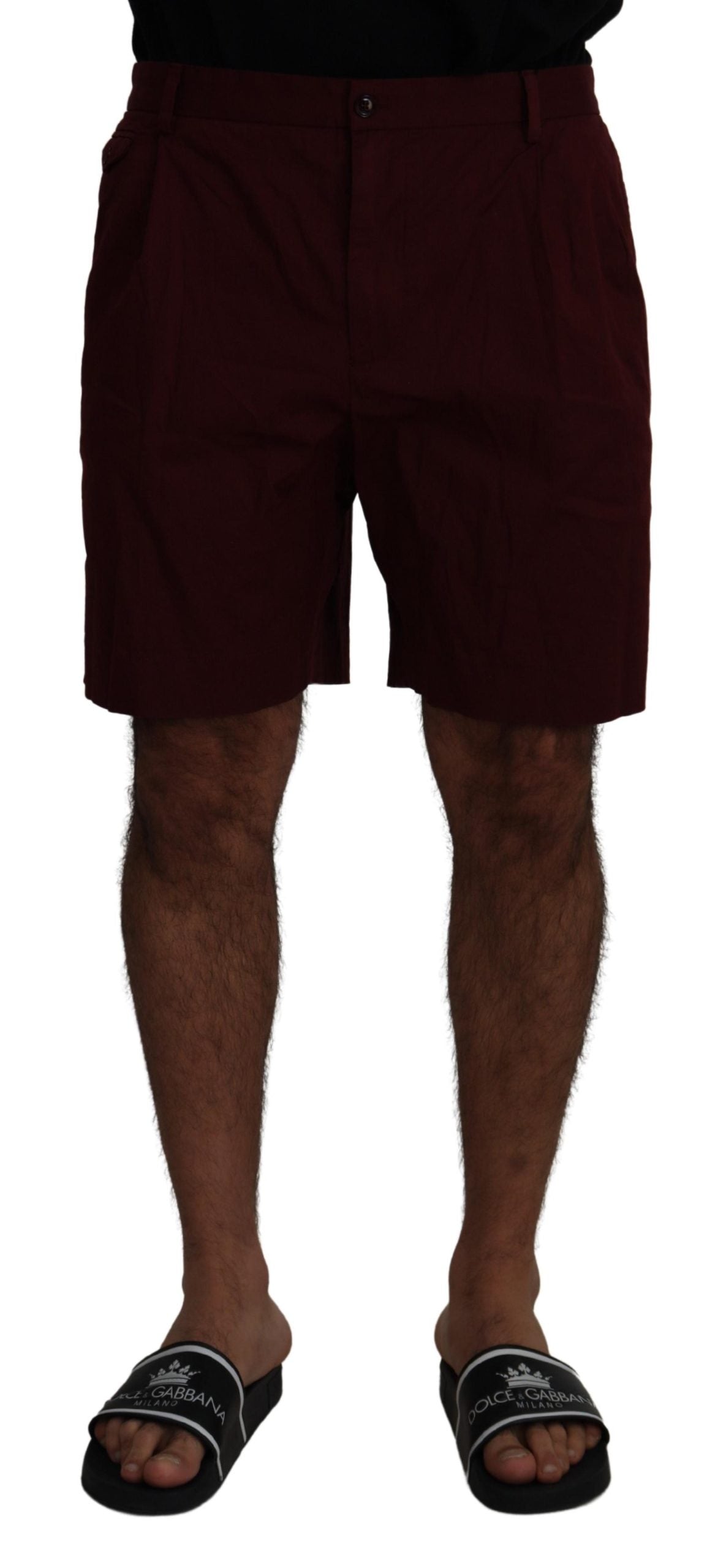 Dolce &amp; Gabbana Elegant Maroon Cotton Blend Shorts