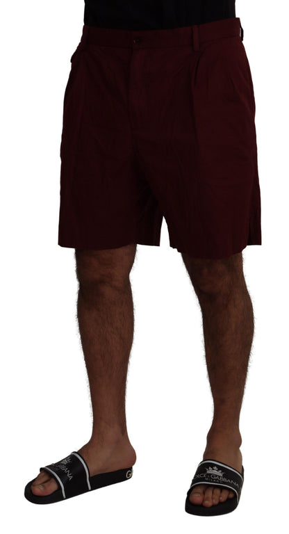 Dolce &amp; Gabbana Elegant Maroon Cotton Blend Shorts