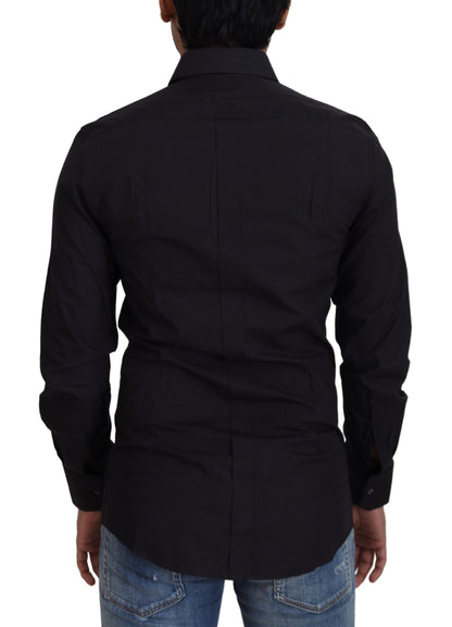 Dolce &amp; Gabbana Elegant Slim Fit Black Cotton Dress Shirt