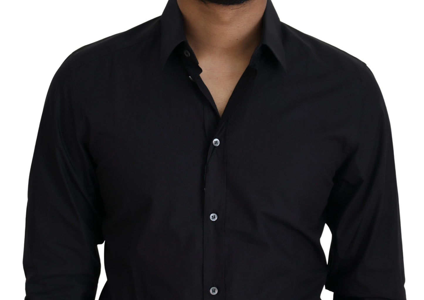 Dolce &amp; Gabbana Elegant Slim Fit Black Cotton Dress Shirt